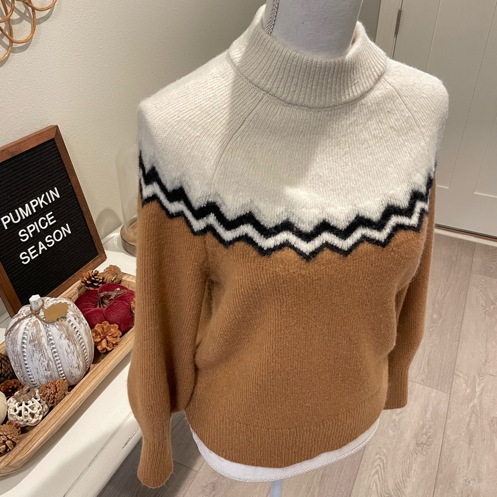 NWOT ANN TAYLOR Fair Isle Color Block Sweater - Picture 4 of 7